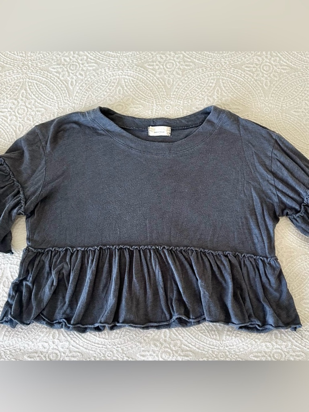 Altar’d State Crop Top Tee Shirt Charcoal Gray M